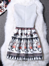 Casual Round Neck Extraordinary Printed Skater Dress