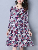 Casual Round Neck Pocket Glamorous Printed Shift Dress Casual Round Neck Pocket Glamorous Printed Shift Dress