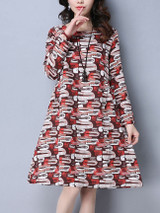 Casual Round Neck Pocket Glamorous Printed Shift Dress Casual Round Neck Pocket Glamorous Printed Shift Dress