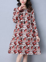 Casual Round Neck Pocket Glamorous Printed Shift Dress Casual Round Neck Pocket Glamorous Printed Shift Dress