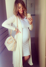 Casual White Round Neck Sleeveless Maternity Gown Mini Dress