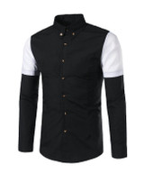 Casual Trendy Color Block Men Shirt With Button Down Collar