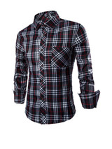Casual Classic Patch Pocket Plaid Men Shirt