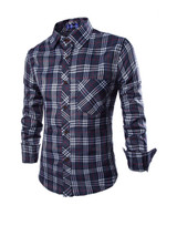 Casual Classic Patch Pocket Plaid Men Shirt