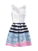 Casual Round Neck Lovely Cartoon Printed Striped Skater Dress