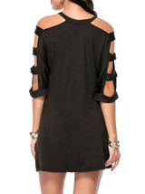 Casual Open Shoulder Special Cutout Plain Mini Shift Dress