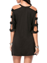 Casual Open Shoulder Special Cutout Plain Mini Shift Dress