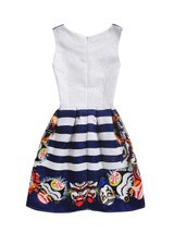 Casual Round Neck Cartoon Striped Skater Dress