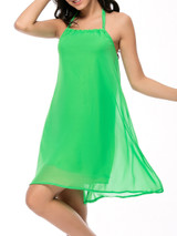 Casual Halter Hollow Out Plain Awesome Chiffon Shift Dress
