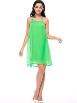 Casual Halter Hollow Out Plain Awesome Chiffon Shift Dress