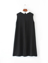 Casual Color Block Doll Collar Bowknot Shift Dress
