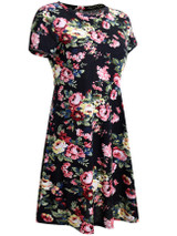 Casual Round Neck Floral Printed Glamorous Shift Dress