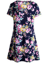 Casual Round Neck Floral Printed Glamorous Shift Dress