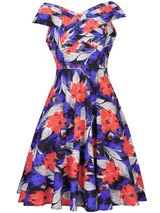 Casual V-Neck Exquisite Floral Printed Skater Dress Casual V-Neck Exquisite Floral Printed Skater Dress