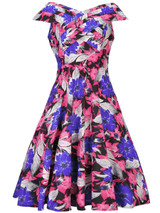 Casual V-Neck Exquisite Floral Printed Skater Dress Casual V-Neck Exquisite Floral Printed Skater Dress