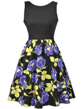 Casual Floral Printed Round Neck Sleeveless Skater Dress
