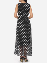 Casual Polka Dot Bowknot Elegant Round Neck Maxi-dress