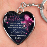 Heart Shaped Pendant That Says to Daughter from Mom Key Ring: Hutzell