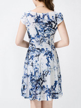 Casual Cowl Neck Skater Dress In Painted Print