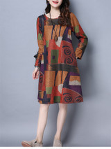 Casual Colorful Color Block Round Neck Pocket Shift Dress