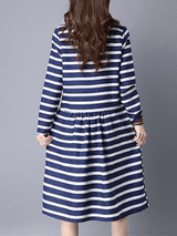 Casual Round Neck Striped Nifty Skater Dress