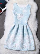 Casual Round Neck Fantastic Sleeveless Printed Skater Dress