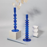 Blue Horizon Taper Glass Candlestick Holders