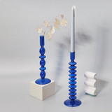 Blue Horizon Taper Glass Candlestick Holders