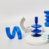 Blue Horizon Taper Glass Candlestick Holders