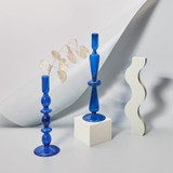 Blue Horizon Taper Glass Candlestick Holders