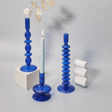 Blue Horizon Taper Glass Candlestick Holders