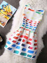 Casual Round Neck Colorful Printed Exquisite Skater Dress