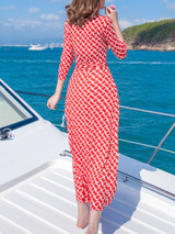 Casual V-Neck Slit Printed Maxi Dress Casual V-Neck Slit Printed Maxi Dress