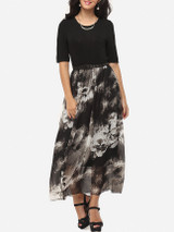 Casual Patchwork Charming Round Neck Maxi-dress