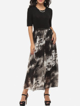 Casual Patchwork Charming Round Neck Maxi-dress