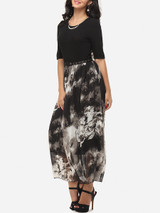 Casual Patchwork Charming Round Neck Maxi-dress