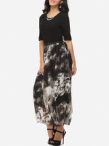Casual Patchwork Charming Round Neck Maxi-dress