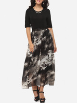 Casual Patchwork Charming Round Neck Maxi-dress