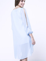 Casual Flowy V-Neck Cutout Hollow Out Plain Shift Dress