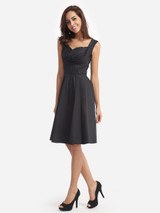 Casual Plain Designed Sweet Heart Skater-dress