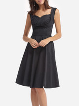 Casual Plain Designed Sweet Heart Skater-dress