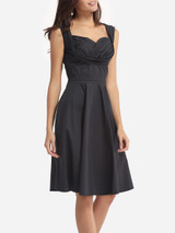 Casual Plain Designed Sweet Heart Skater-dress
