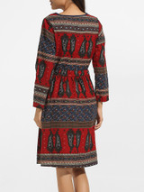 Casual Round Neck Linen Printed Skater Dress