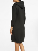 Casual Hooded Kangaroo Pocket Zips Plain Shift-dress