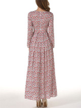 Casual Crew Neck Floral Printed Lovely Maxi Dress