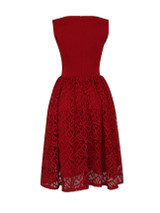 Casual Exquisite Split Neck Patchwork Plain Skater Dress