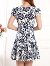Casual Cowl Neck Printed Excellent Skater Dress