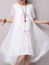 Casual Round Neck Glamorous Floral Printed Shift Dress Casual Round Neck Glamorous Floral Printed Shift Dress