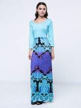 Casual Printed Tribal Designed Round Neck Maxi-Dre