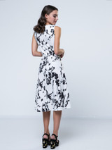 Casual Floral Printed Courtly Boat Neck Skater Dress